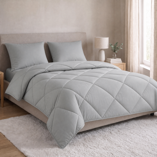 Zelesta Comfort Uni Diamond Kissenbezüge Set mit 2 Stück – Grau-Blau