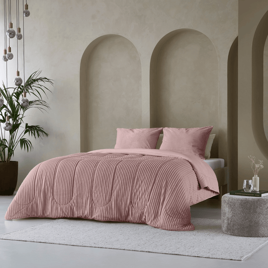 Zelesta Special Teddy Groove Bettdecke – Altrosa