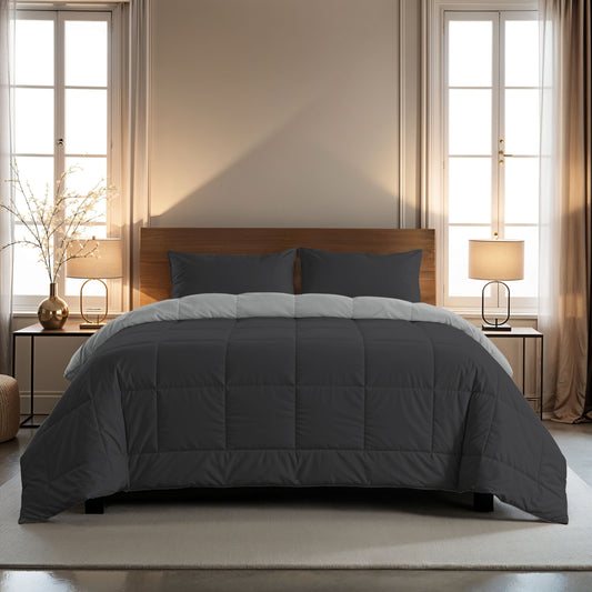 Zelesta Comfort Duo 4-Jahreszeiten Bettdecke - Schwarz & Grau