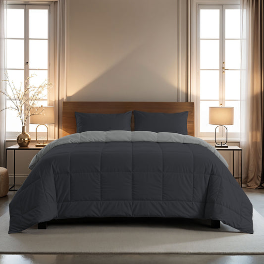 Zelesta Comfort Duo Duvet - Soft Black & Silver Grey