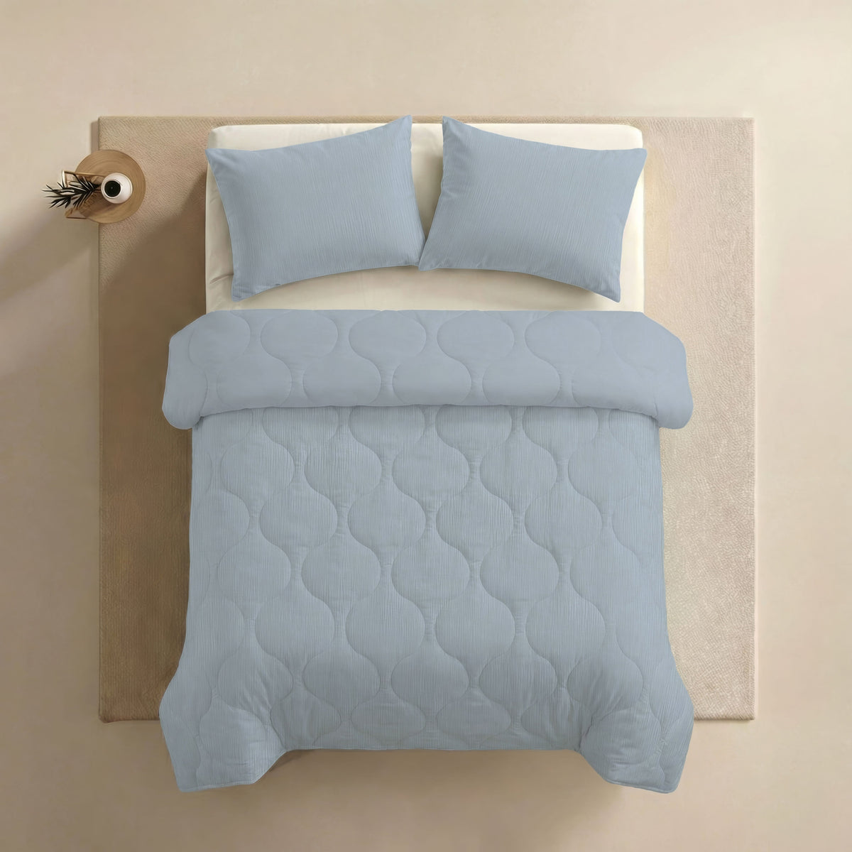 Zelesta Special Muslin Kissenbezug-Set, 2 Stück – Hell Eisblau