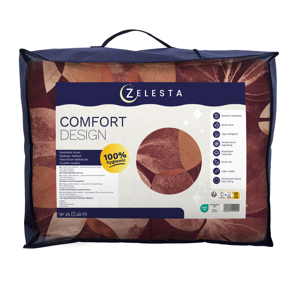 Zelesta Comfort Design Seamless Duvet - Oversized Flower Blush Red