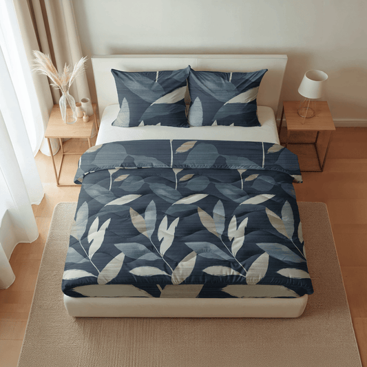 Zelesta Pure Design Baumwollbettdecke - Dark Leaves