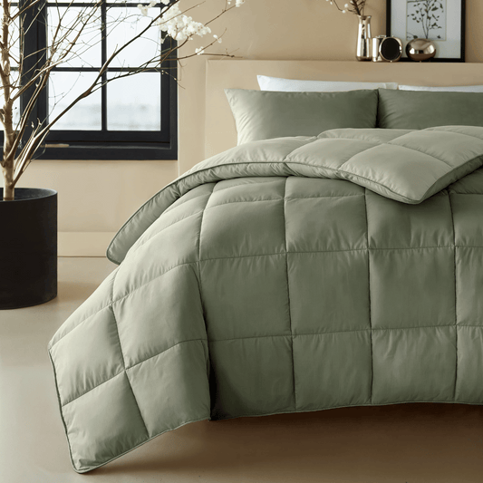 Zelesta Deluxe Duo Bettdecke aus Percale-Baumwolle – Olivgrün & Minze