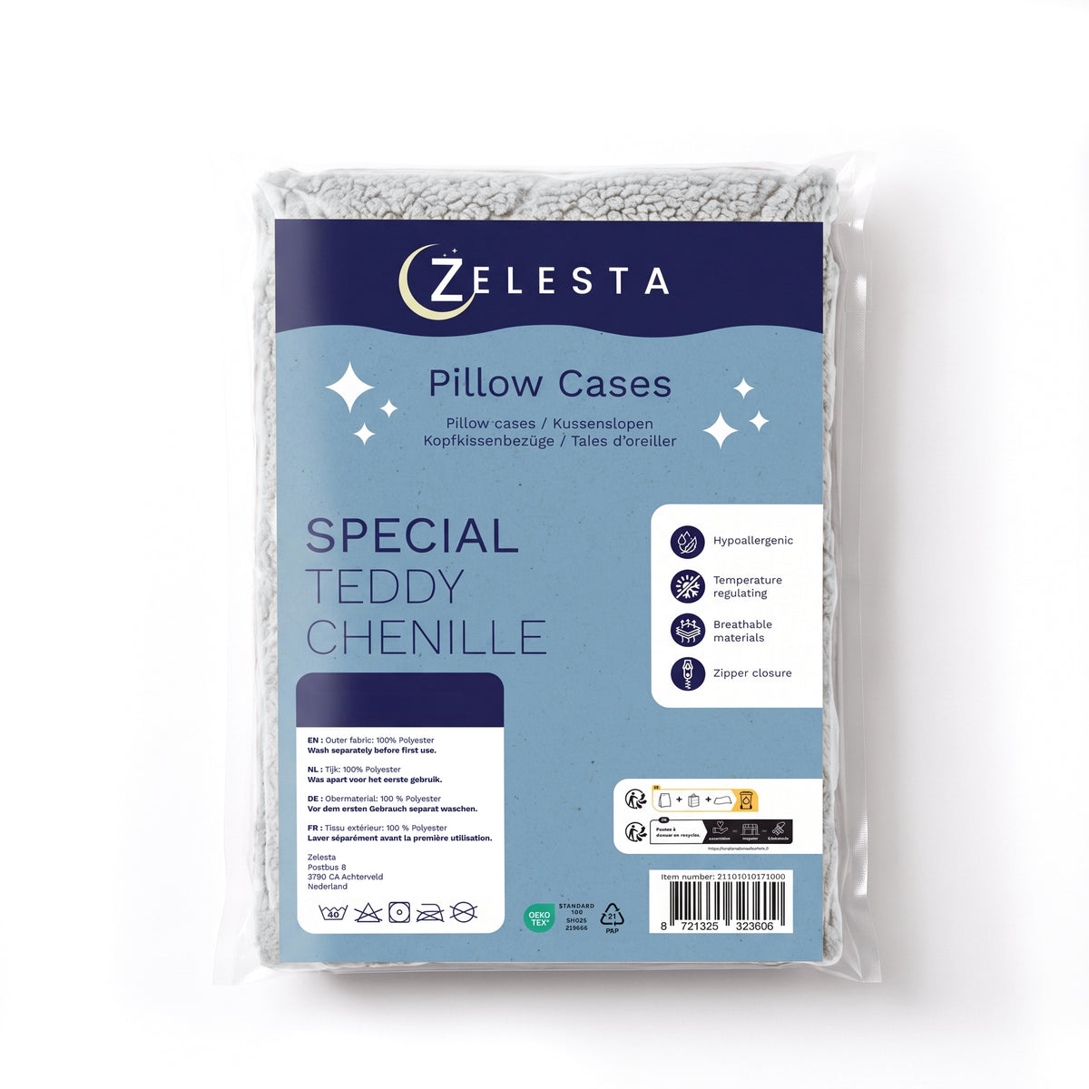 Zelesta Special Teddy Chenille Kissenbezüge Set Von 2 – Grau