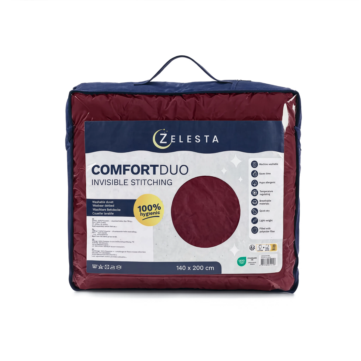 Zelesta Comfort Duo Nahtlose Bettdecke - Altrosa & Bordeauxrot