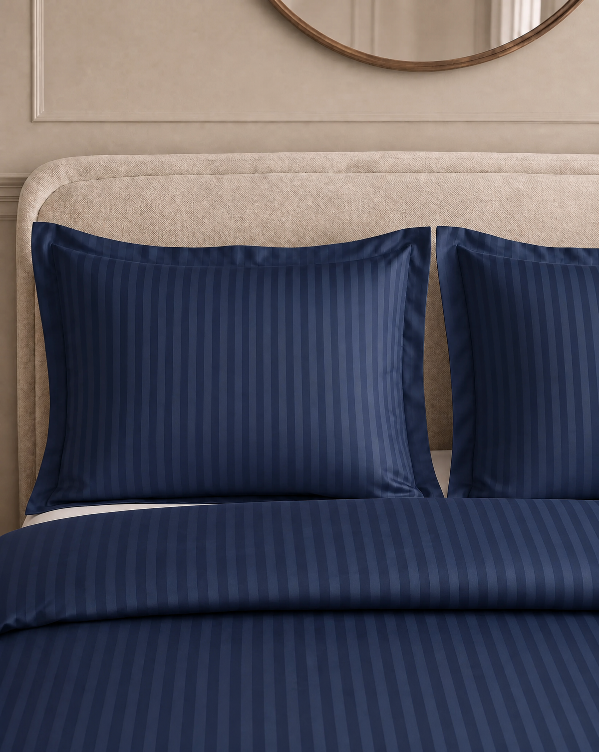 Zelesta Deluxe Hotel Stripe Nahtlose Satin-Baumwolle Kissenbezug-Set, 2 Stück - Blau