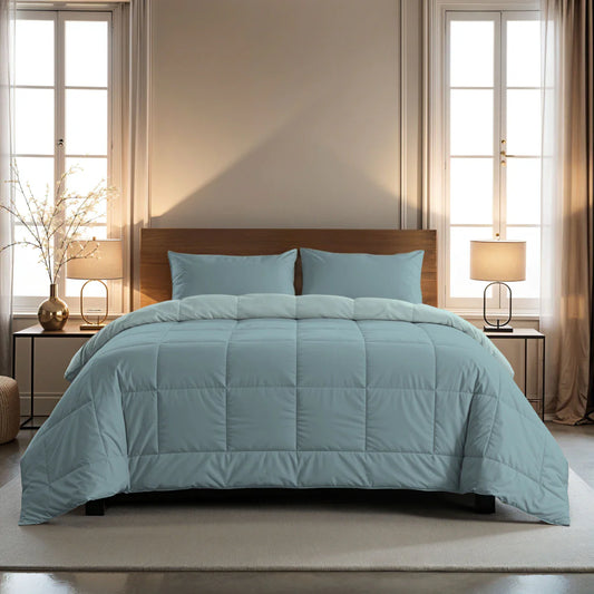 Zelesta Pure Duo Baumwollbettdecke - Grau-Blau & Hellblau