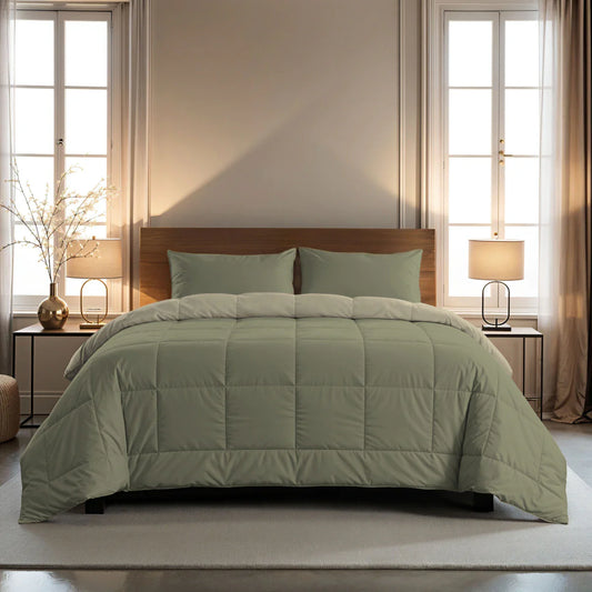 Zelesta Pure Duo Baumwoll-Sommerdecke - Grau-Grün & Sanftes Grau-Grün