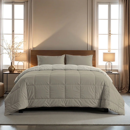 Zelesta Pure Duo Baumwoll-Sommerdecke - Warmes Grau & Cremeweiß