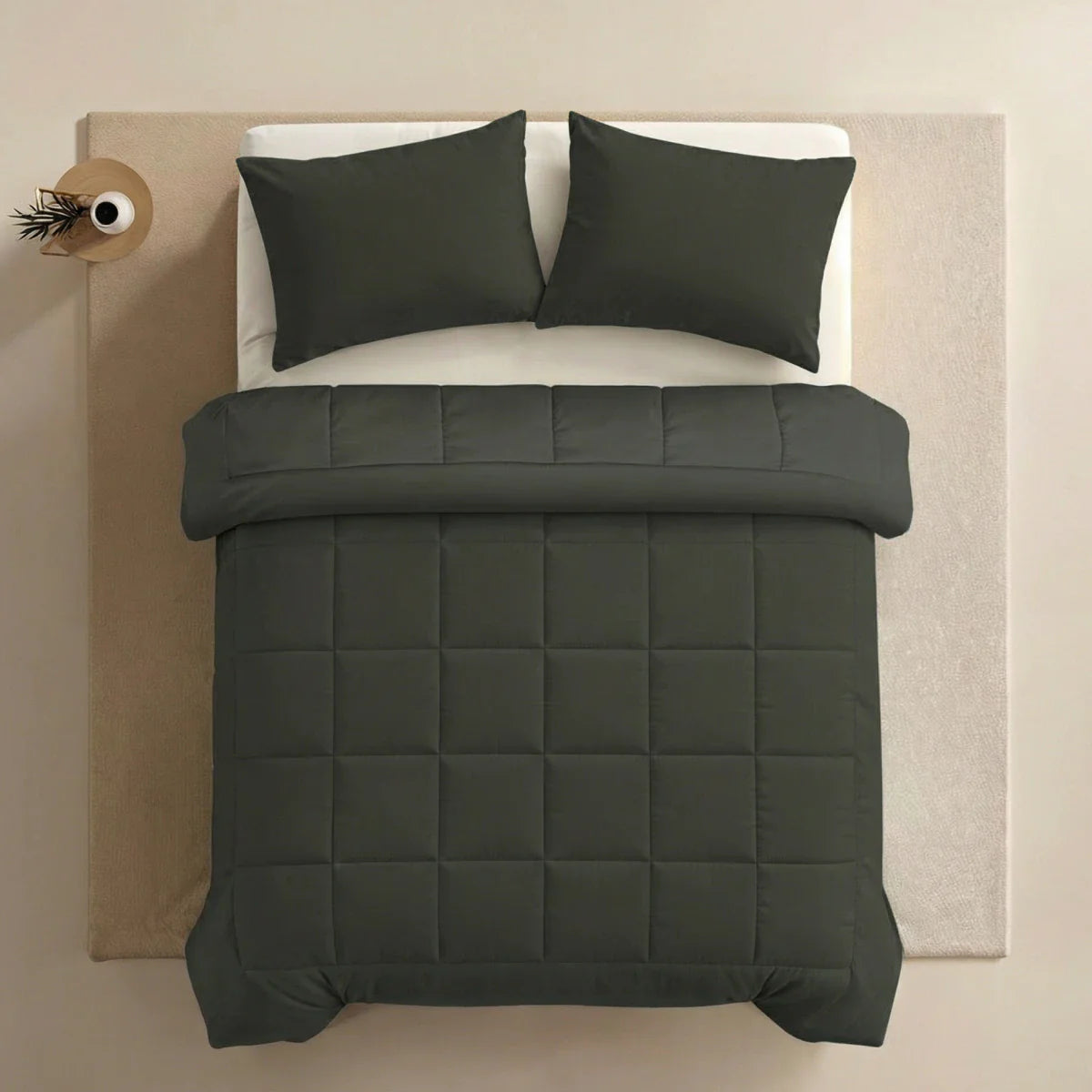 Zelesta Pure Uni Cotton Pillowcase Set Of 2 - Olive Black
