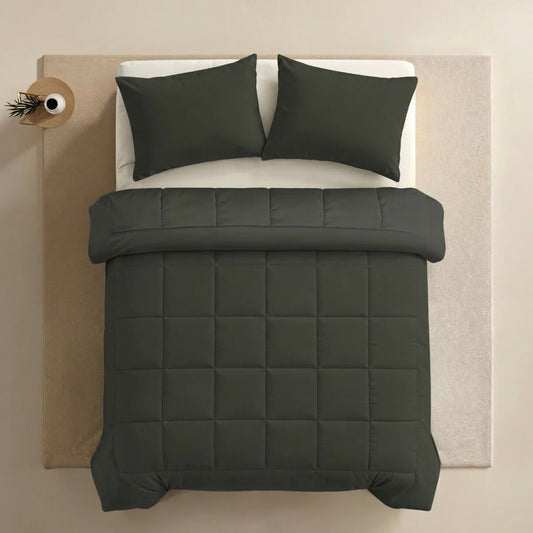 Zelesta Pure Uni Baumwoll-Kissenbezug-Set, 2 Stück – Olive Schwarz