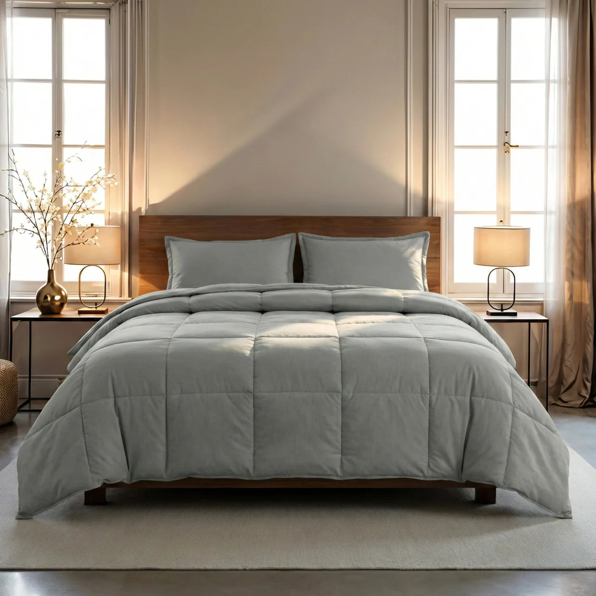 Zelesta Pure Uni Baumwollbettdecke - Morgen Grau