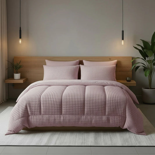 Zelesta Special Teddy-Karo-Steppdecke – Altrosa