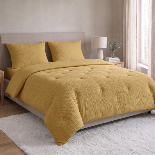 Zelesta Deluxe Cotton Muslin Pillowcase Set Of 2 - Ochre