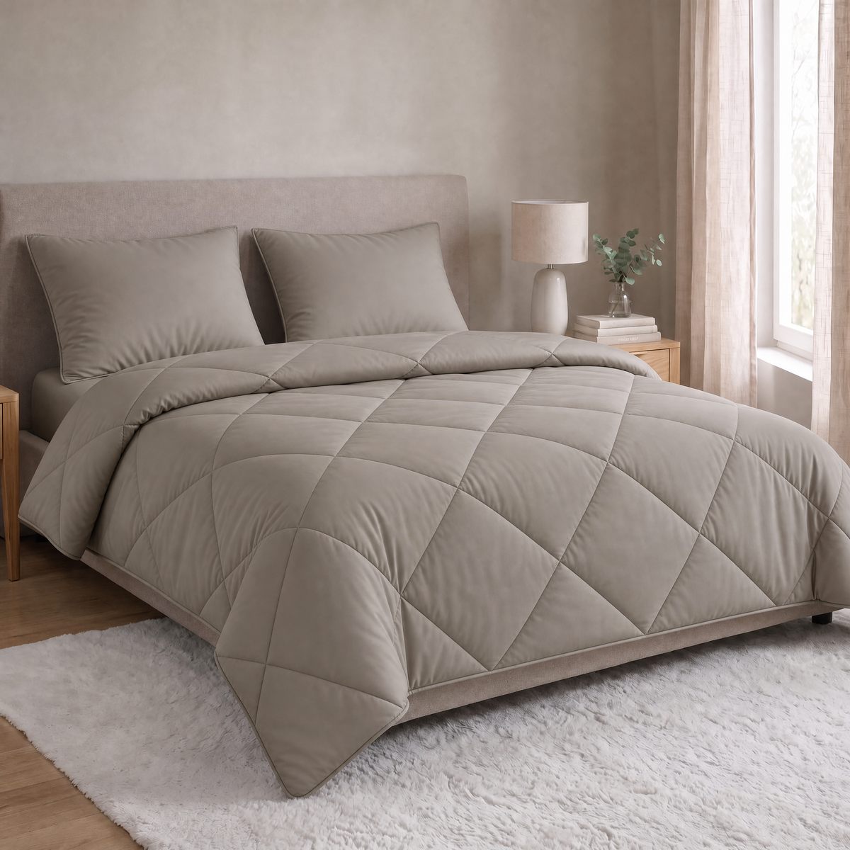 Zelesta Comfort Uni Diamond Kissenbezüge, 2er-Set – Sandbeige