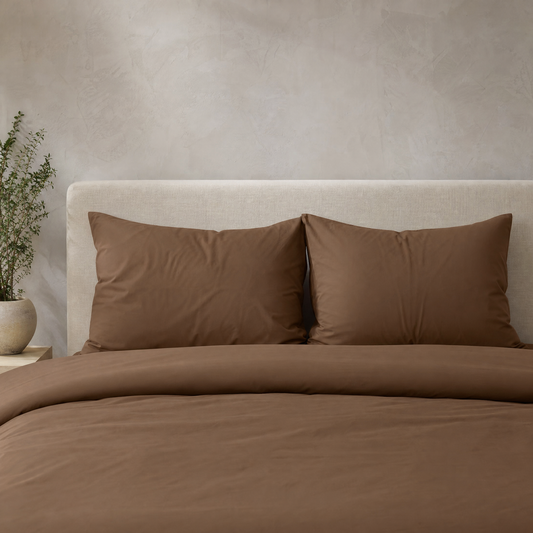 Zelesta Comfort Uni Kissenbezüge Set mit 2 Stück - Mokka