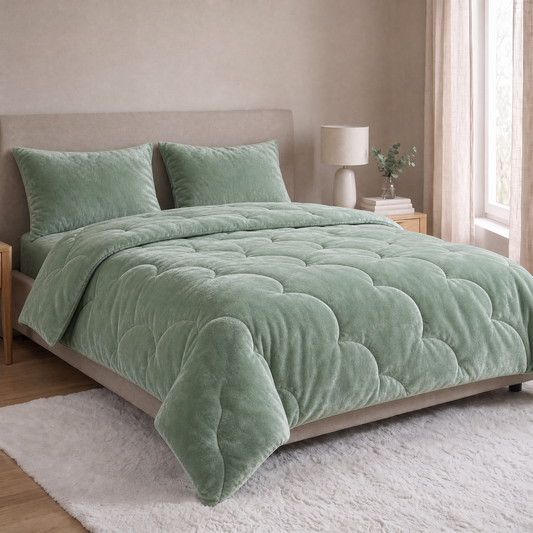 Zelesta Special Flanell Uni Kissenbezüge Set mit 2 Stück – Grün