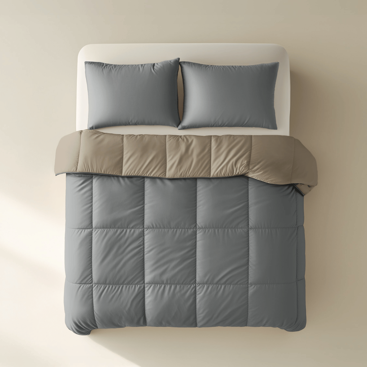 Zelesta Deluxe Duo Bettdecke aus Perkal-Baumwolle – Anthrazit & Taupe