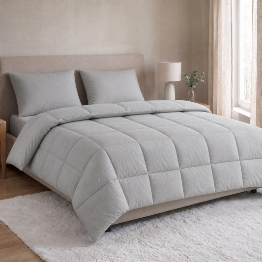 Zelesta Pure Uni Baumwoll-Kissenbezug-Set, 2 Stück – Morgen Grau