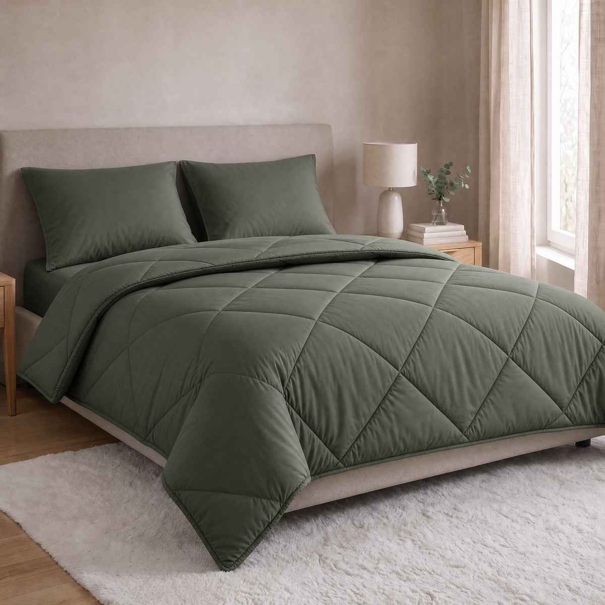 Zelesta Comfort Uni Diamond Kissenbezüge, 2er-Set – Grün