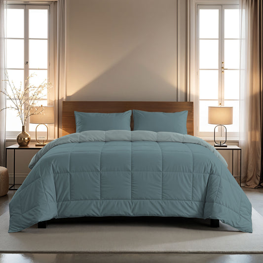 Zelesta Comfort Duo 4-Jahreszeiten Bettdecke - Mineral & Hellblau