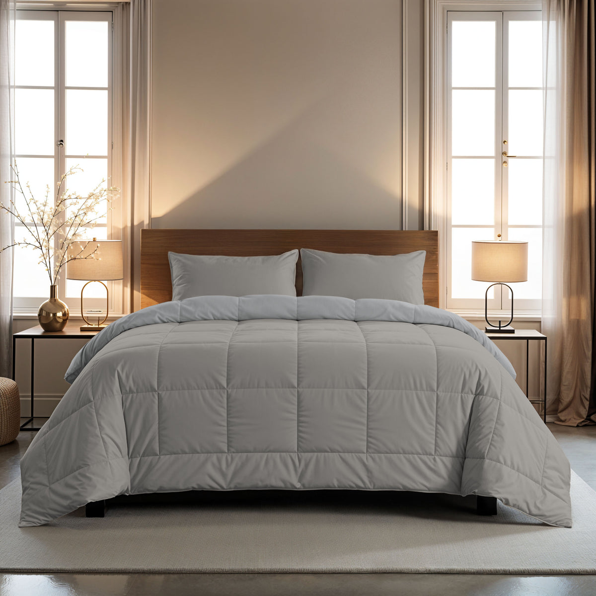 Zelesta Comfort Duo 4-Jahreszeiten Bettdecke - Grau & Sanftes Grau