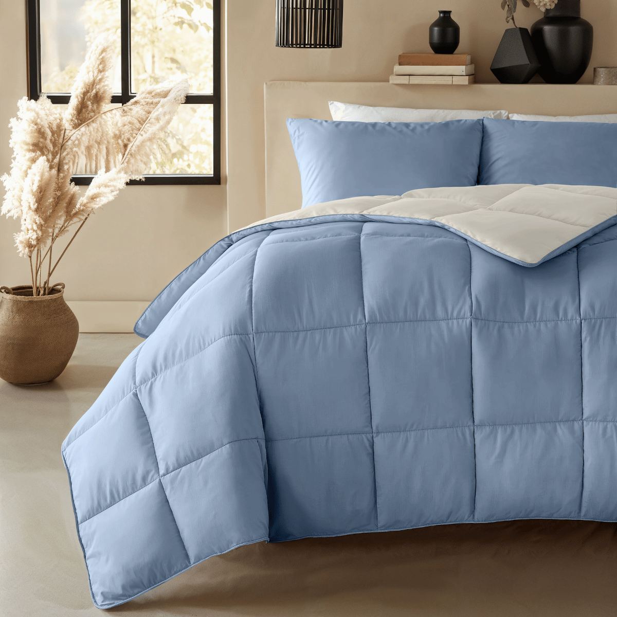 Zelesta Deluxe Duo Bettdecke aus Perkal-Baumwolle – Traumblau & Creme