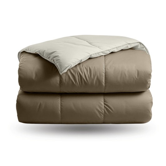 Zelesta Deluxe Duo Bettdecke aus Percale-Baumwolle – Taupe & Creme
