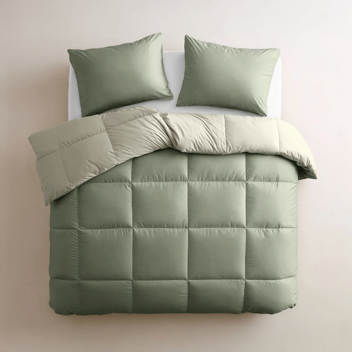 Zelesta Deluxe Duo Bettdecke aus Percale-Baumwolle – Olivgrün & Minze