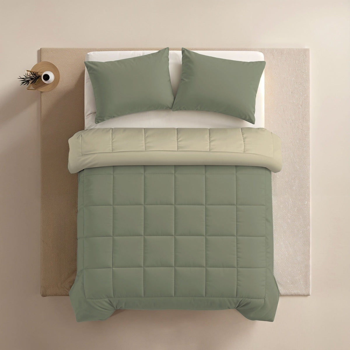 Zelesta Comfort Duo Bettdecke - Olivgrün & Creme