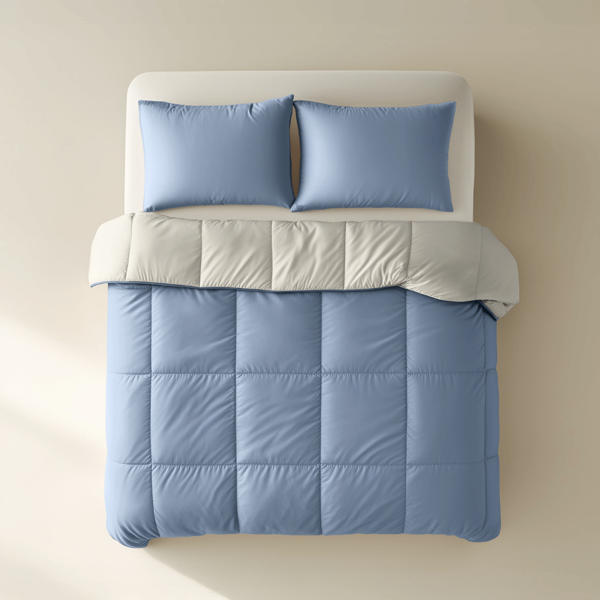 Zelesta Deluxe Duo Bettdecke aus Perkal-Baumwolle – Traumblau & Creme