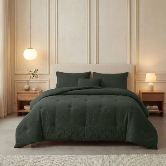Zelesta Deluxe Baumwoll-Musselin-Bettdecke – Grün