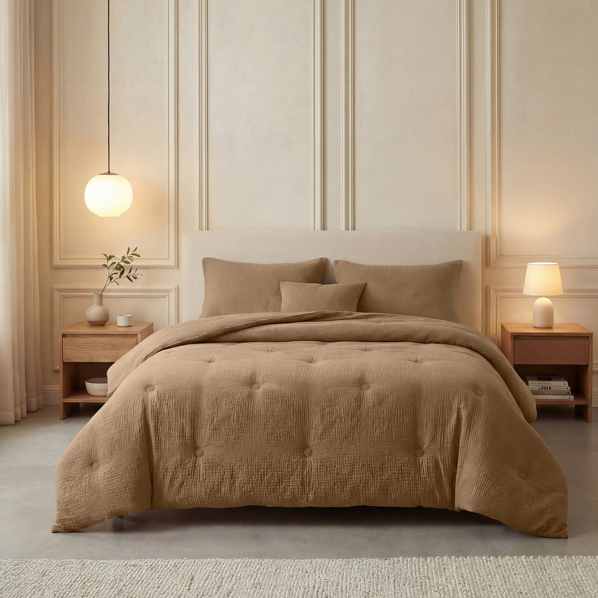 Zelesta Deluxe Baumwoll-Musselin-Bettdecke – Braun