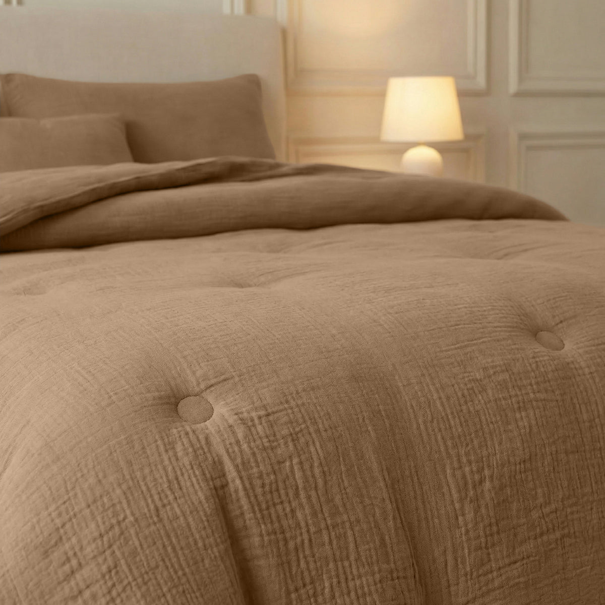 Zelesta Deluxe Baumwoll-Musselin-Bettdecke – Braun