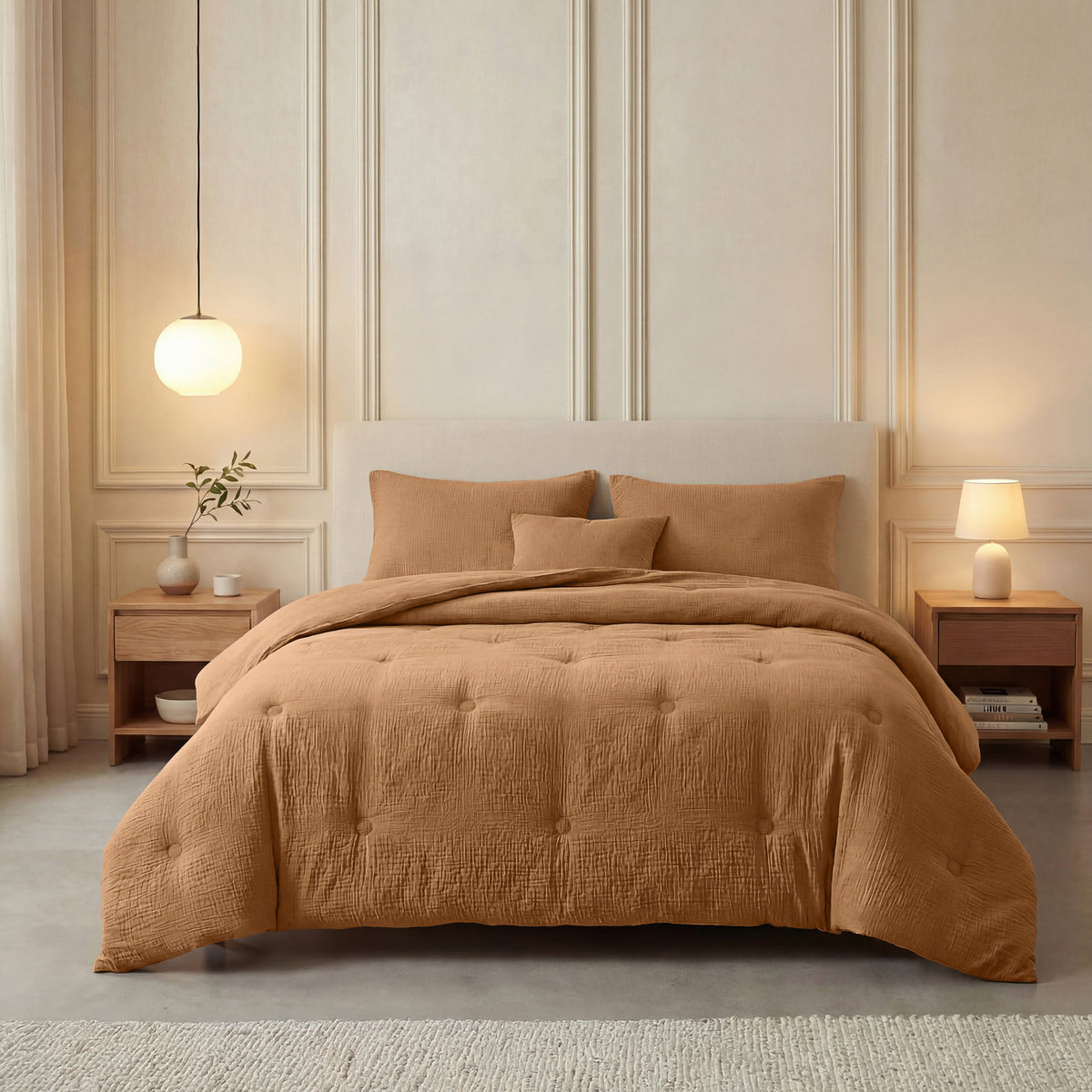 Zelesta Deluxe Baumwoll-Musselin-Bettdecke – Terra