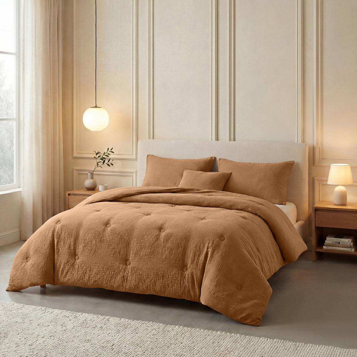 Zelesta Deluxe Baumwoll-Musselin-Bettdecke – Terra
