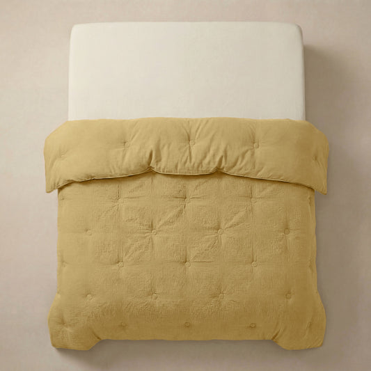 Zelesta Deluxe Baumwoll-Musselin-Bettdecke – Ocker