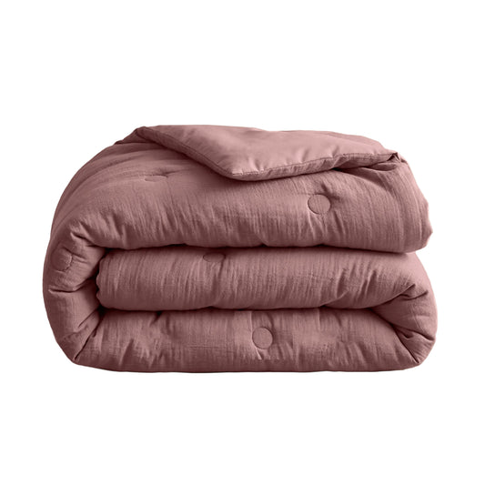Zelesta Deluxe Baumwoll-Musselin-Bettdecke – Staubiges Rosa