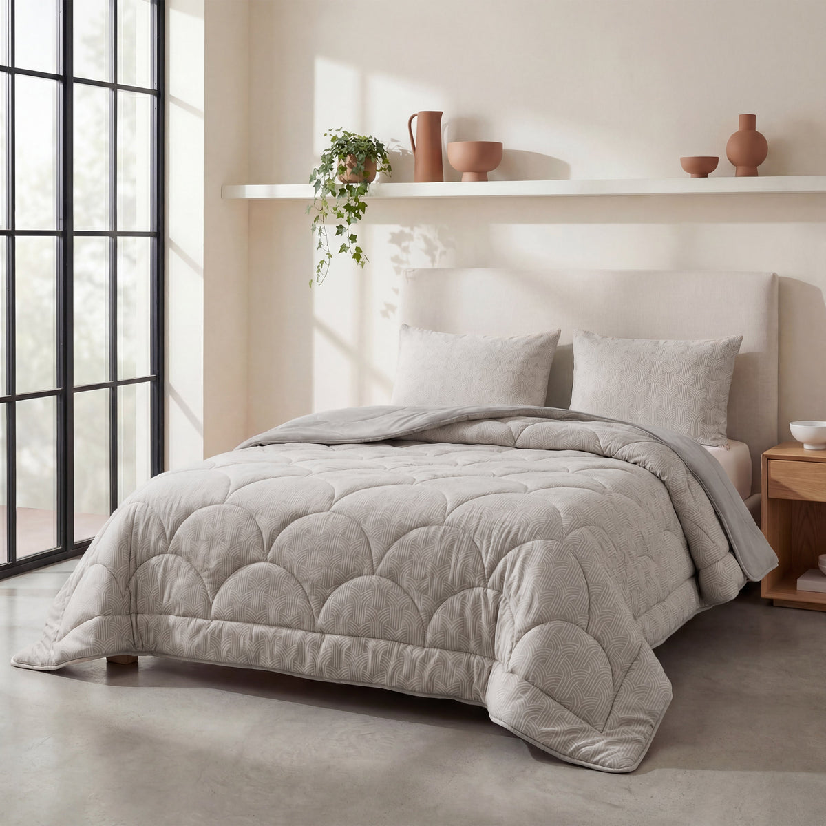 Zelesta Special Flanell Luxus Bettdecke – Taupe & Grau