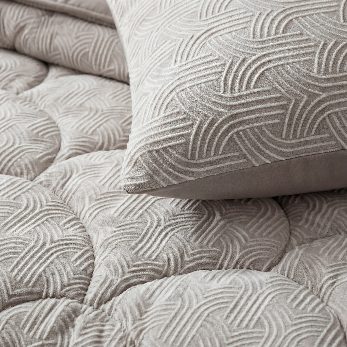 Zelesta Special Flanell Luxus-Kissenbezüge, 2er-Set – Taupe & Grau
