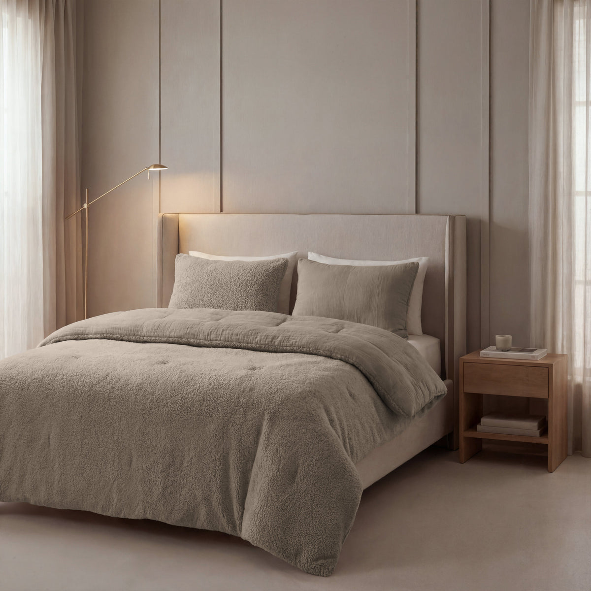 Zelesta Special Teddy Baumwoll-Musselin-Bettdecke – Taupe