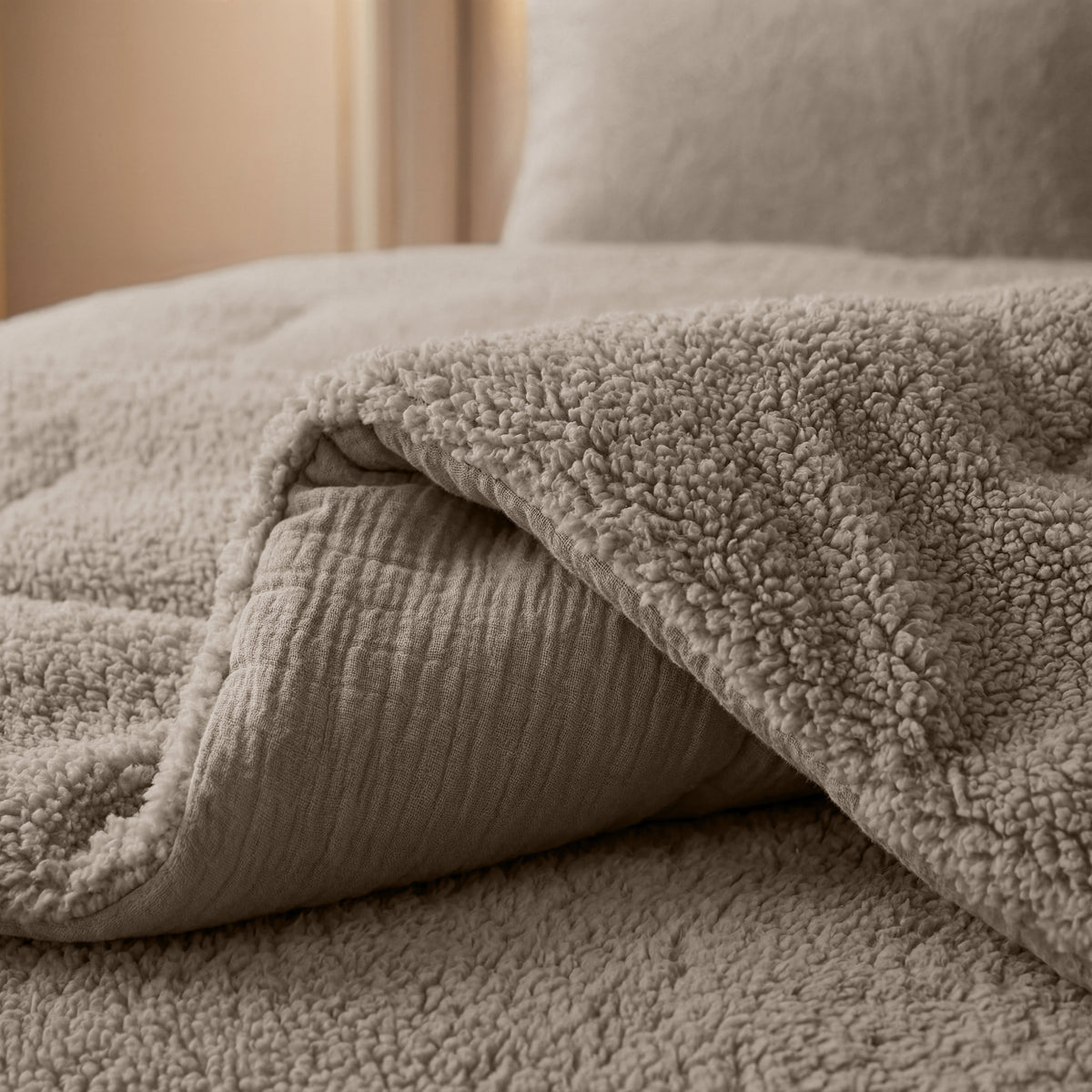 Zelesta Special Teddy Baumwoll-Musselin-Bettdecke – Taupe