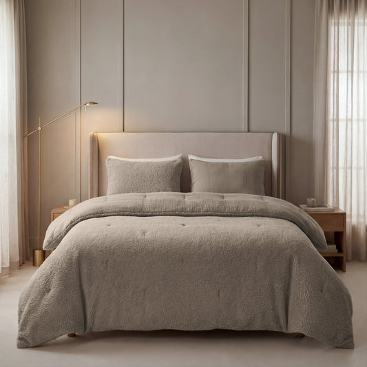 Zelesta Special Teddy Baumwoll-Musselin-Bettdecke – Taupe