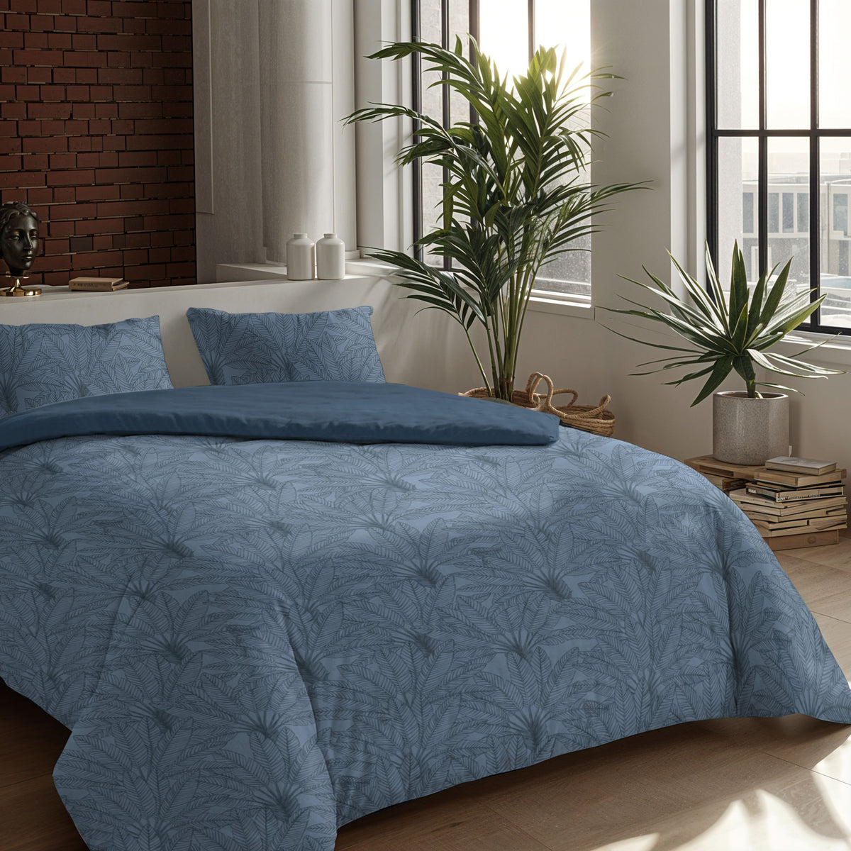 Zelesta Comfort Design Seamless Duvet - Botanical Line Art Blue
