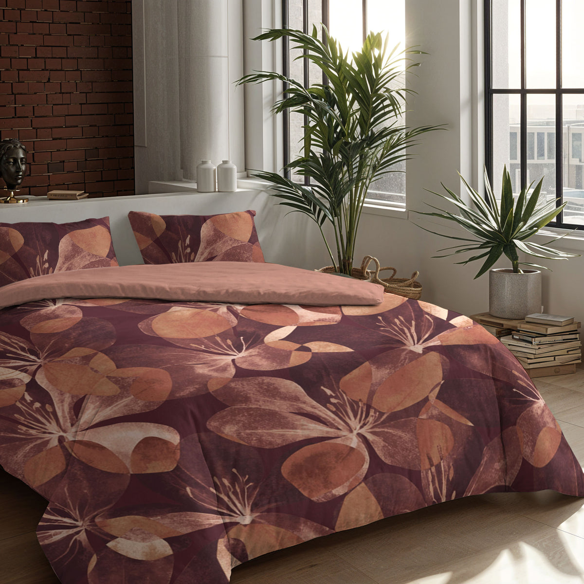 Zelesta Comfort Design Seamless Duvet - Oversized Flower Blush Red