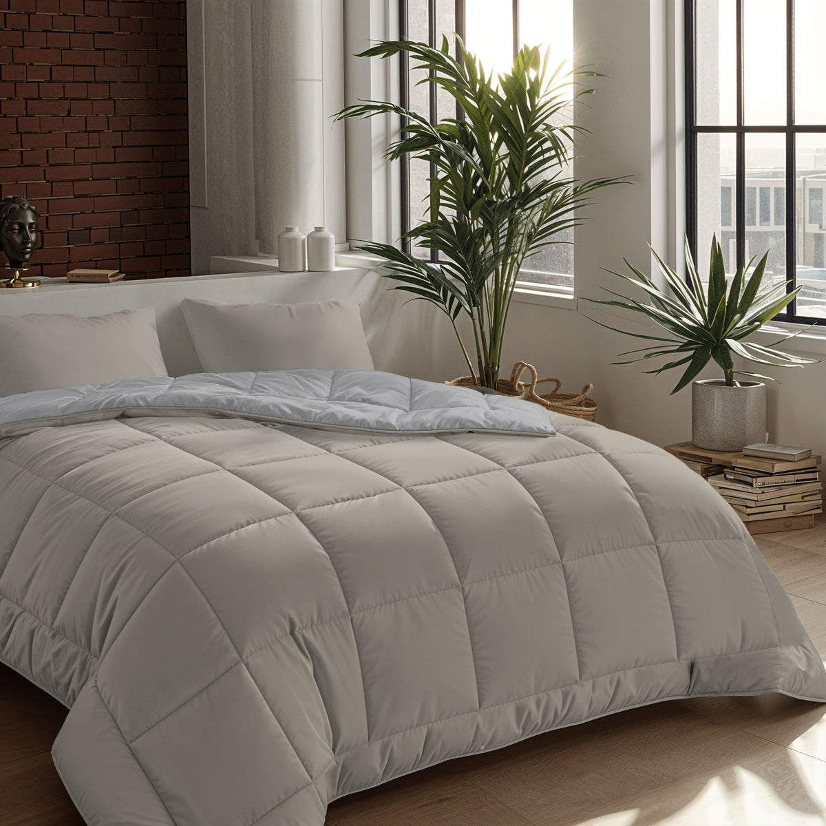 Zelesta Comfort Duo 4-Jahreszeiten Bettdecke - Grau & Sanftes Grau