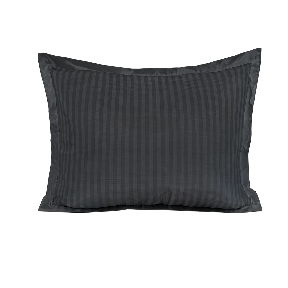 Zelesta Deluxe Hotel Stripe Nahtlose Satin-Baumwolle Kissenbezug-Set, 2 Stück - Anthrazit
