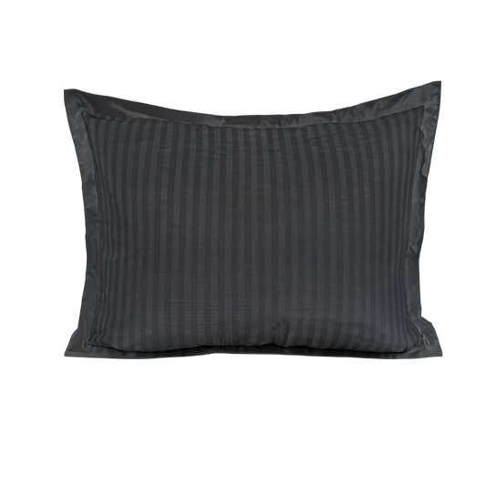 Zelesta Deluxe Hotel Stripe Nahtlose Satin-Baumwolle Kissenbezug-Set, 2 Stück - Anthrazit