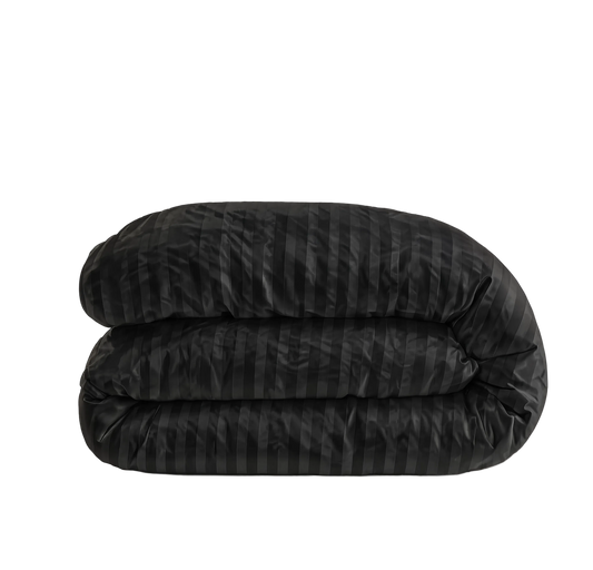 Zelesta Deluxe Hotel Stripe Nahtlose Satin-Baumwolle Bettdecke - Schwarz